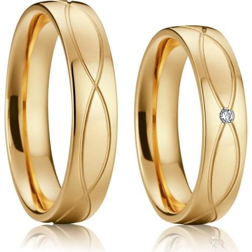 1 pair vintage couple wedding rings for men and women Lovers Alliance 18k gold plated jewelry finger ring marriage