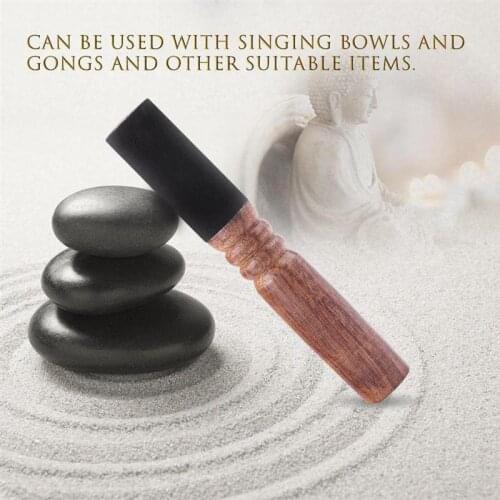 1Pc Leather-Wrapped Peach Wood Tibetan Singing Bowl Striker Singing Bowl Gong Mallet Nepal Handmade Buddha Sound Sheepskin Stick