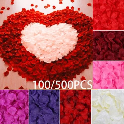 100/500PCS Artificial Rose Petals Colorful Romantic Wedding Anniversary Silk Rose Flower for Wedding Decoration Roses Supplies