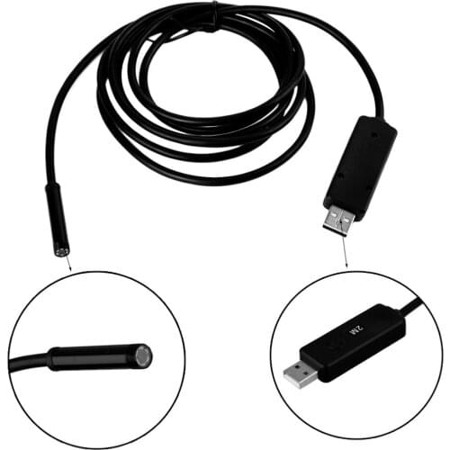 100PCS 2M 7MM Waterproof Endoscope Camera 6LED USB Handheld Working Inspection Borescope With side mirror For PC