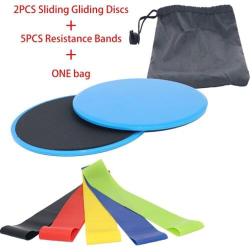 2PCS Sliding Slider Gliding Discs,5PCS Resistance Bands,Fitness Disc,Exercise Sliding Plate For Yoga Gym Abdominal Core Training