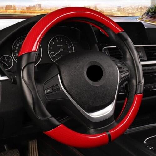 4 Colors Carbon Fiber Sport Car Steering Wheel Cover Micro Fiber Leather Size M 38cm For BMW X1 X3 X5 X6 E36 E39 E46 E30 E60 E90