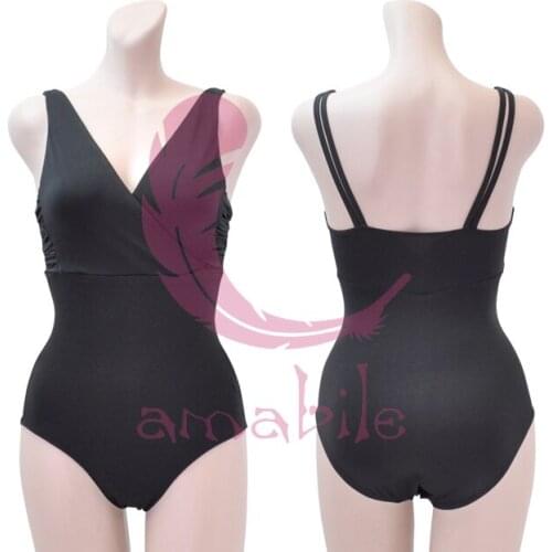 Ballet Dance Gymnastics V collar shoulder strap adult leotard AL0188
