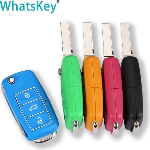 WhatsKey 3 Button Flip Folding Remote Car Key Shell For VW Golf Jetta Beetle Bora Polo Passat Seat Skoda octavia key Cover Case