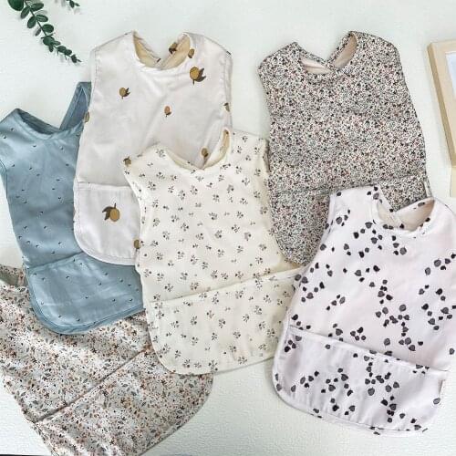 Pure Cotton Baby Bibs Breakfast Lunch Dinner Eating Burp Cloths Washable Sleeveless Apron Art Smock Babys Goods Ins Child Bib