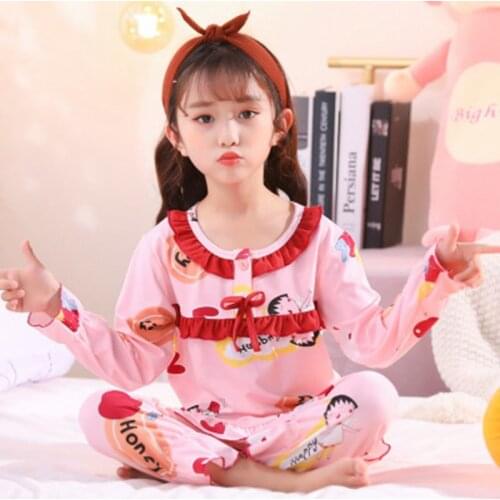 Kids Pajamas 2021 Autumn Girls Sleepwear Set Nightwear Clothes Cartoon Printed Homewear Sets Childrens Pyjamas Christmas Gift