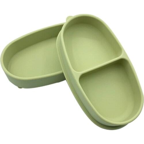 Baby Silicone Dishes Portable Assist Bowl With Cover Double Suction Cup Non-slip Feeding Plate Kid Tableware BPA Free