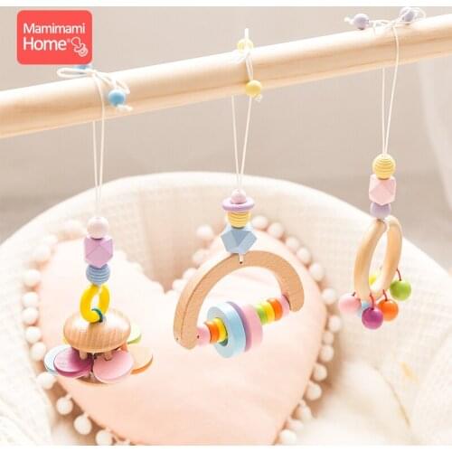 Mamihome Baby Wooden Teether Gym Play Toys Music Rattle Wooden Blank Rodent Pendants Newborn Educational Toys ChildrenS Goods