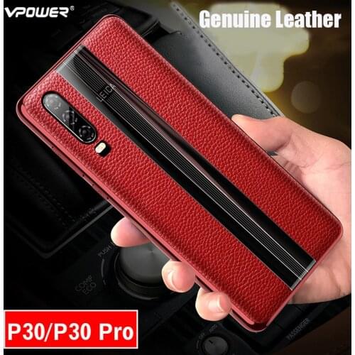 For Huawei P30 Pro Leather Case Vpower Luxury Anti-knock Genuine Leather Plating Phone Back Case For Huawei P30 / P30 Pro Covers