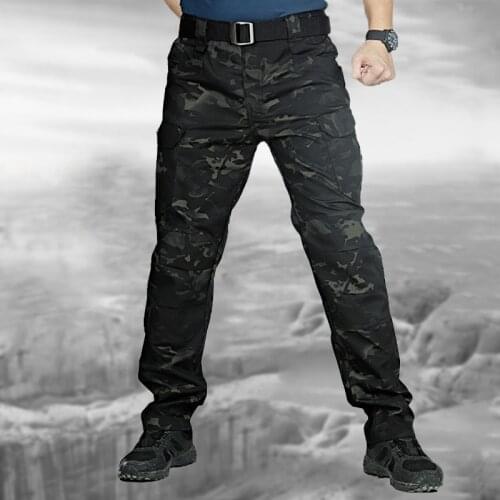 Men Casual Cargo Pants Elastic Outdoor Hiking Trekking Army Tactical Sweatpants Camouflage Military Multi Pocket Trousers S-5XL