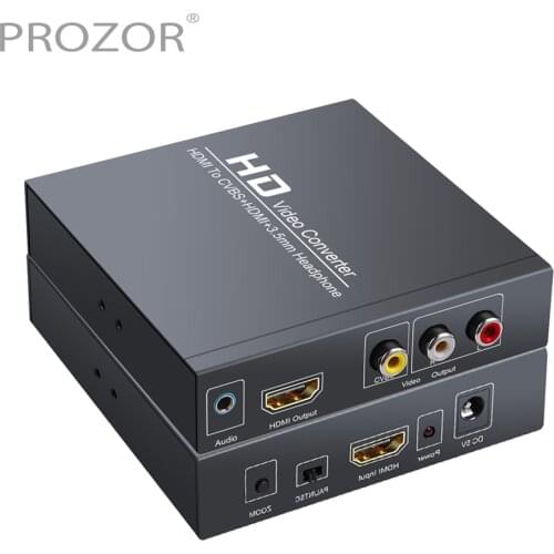PROZOR HDMI Converter HDMI to HDMI 3RCA CVBS AV Composite Video Audio Adapter Support 1080P PAL NTSC with ZOOM Function for HDTV