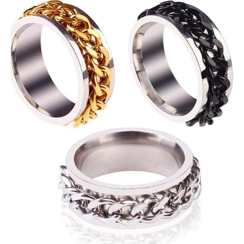 Ring opener Women and Men Rotatable Bottle Opener Ring Stainless Steel Chain Ring Mens Titanium Steel Wine Bottle Ring