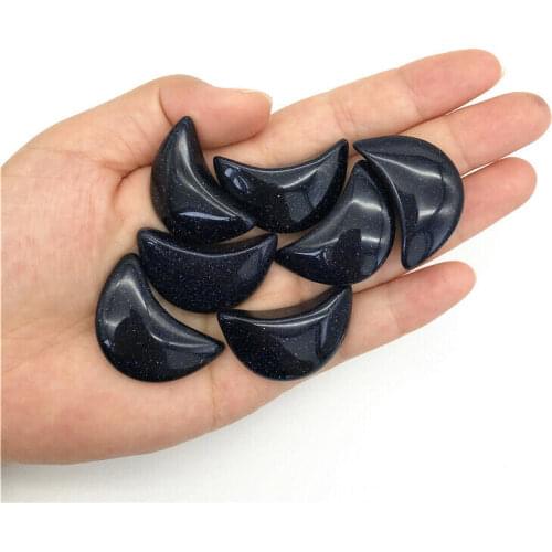 Beautiful 1PC Natural Blue Sandstone Moon Shaped Crystal Gemstone Healing Stones Decor Crafts Natural Quartz Crystals