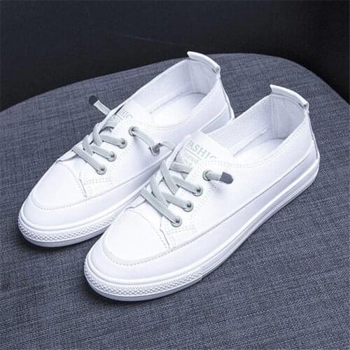 New Casual Classic Solid Color PU Leather Shoes Women Casual White Shoes Sneakers Fashion Shoes Womens Vulcanize Shoes Spring