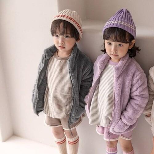 Korean Fashion Children Jacket Baby Girl Boy Winter Autumn Clothes Kids Baby Flannel Coat Child Toddler Warm Sweatshirt Hoodies