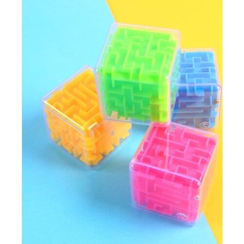 Hot 3D Maze Magic Cube Transparent Six-sided Puzzle Speed Cube Rolling Ball Game Cubos Maze Toys for Children Educational