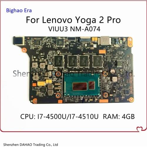 VIUU3 NM-A074 MB For Lenovo Yoga 2 PRO Laptop Motherboard With i7-4500U i7-4510U CPU 4G-RAM 100% Working FRU 90004985 5B20G38211