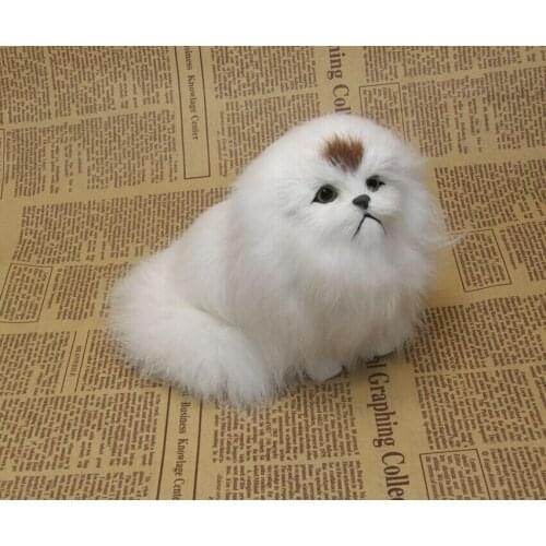 Mini cute Simulation dog polyethylene&furs sitting Peking dog model gift about 12x14cm y0231