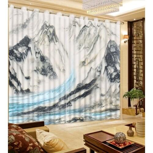 Marble curtains Luxury Blackout 3D Curtains For Living room Bedding room Office