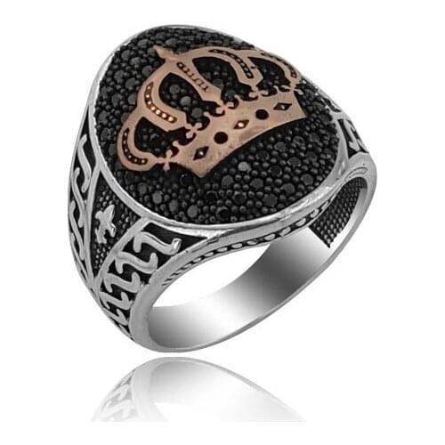 925 Silver King Crown Ring For Men High Quality Male To Male for Men Bohemian Style Punk Rings for Man Micro Pave biker Fine Jewellery