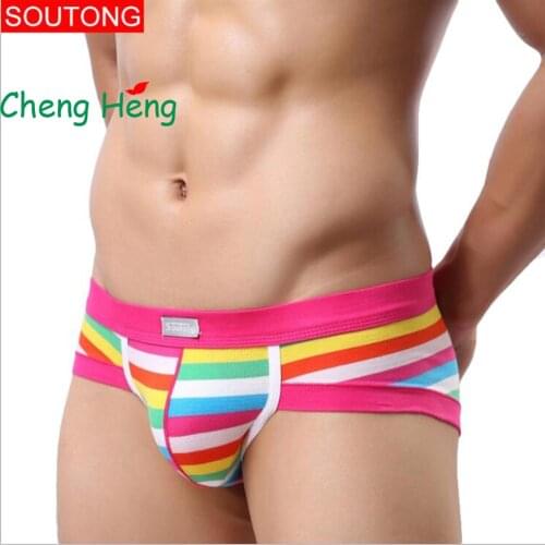 Color waist Mens Modal Triangle U Convex Pockets Anti-Low Low Waist Cool Three-Legged Stitching Underwear Mens Strip Underwear