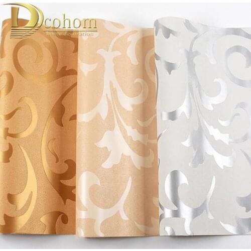 Classical European Style Non Woven Wall Paper Roll Yellow/grey Wallcovering Luxury Floral Wallpaper for Bedroom Walls