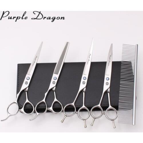 Left-Hand 7 inch Purple Dragon Brand Cutting Scissors Thinning Shears Cats Dogs Grooming Scissors Professional Pets Shears Set