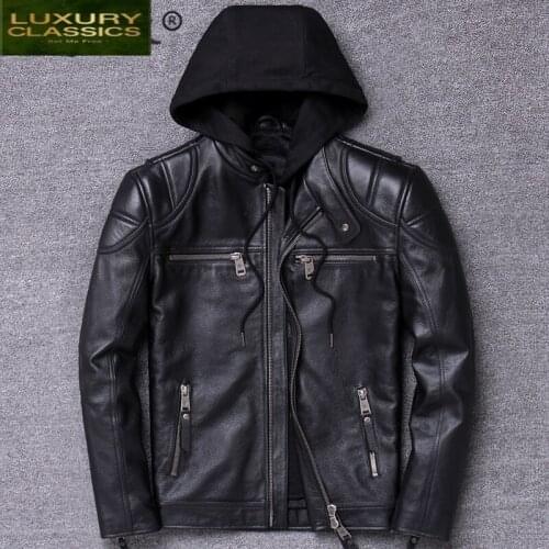 Autumn Genuine Leather Winter Jacket Men Streetweaar Real Leather Coat Man Moto Biker Vintage Cow Leather Jackets V-1910