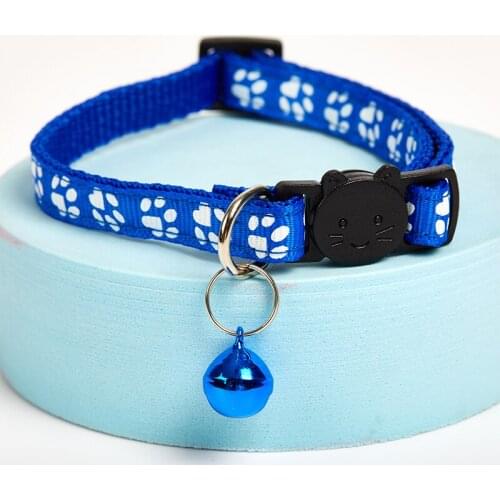 Cat Necklace And Cat Paw Print Adjustable Collar Small Dog Collar Bell Position