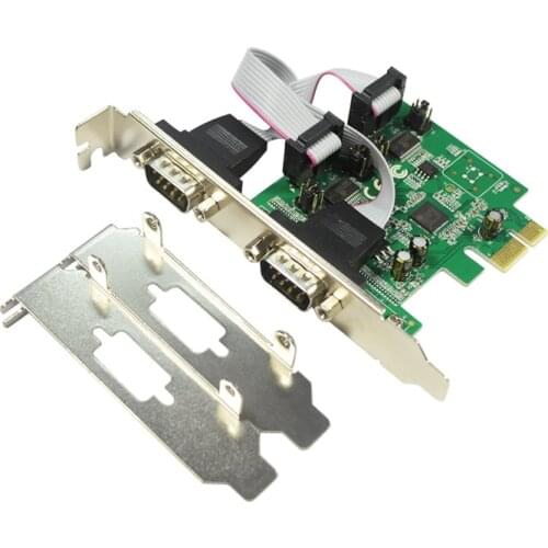 PCI-E to 2 Port RS232 Serial Card 1pin or 9pin Power Supply ASIX AX99100 Chipset DB9 COM