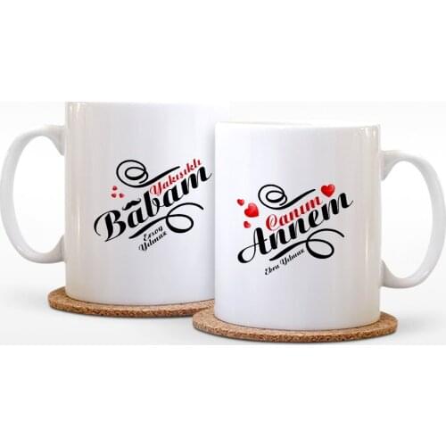 Personalized Dual Mother & Father White Mug Cup Pad-5
