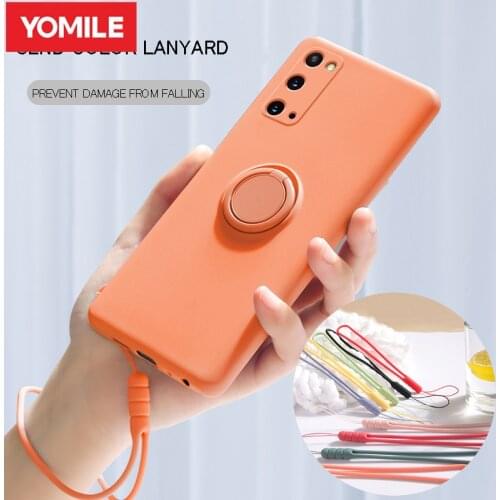 Luxury Liquid Silicone Magnetic Ring Holder Case For Samsung Galaxy Note 10 20 S20 FE S21 Ultra S30 S10 S9 S8 Plus Stand Cover