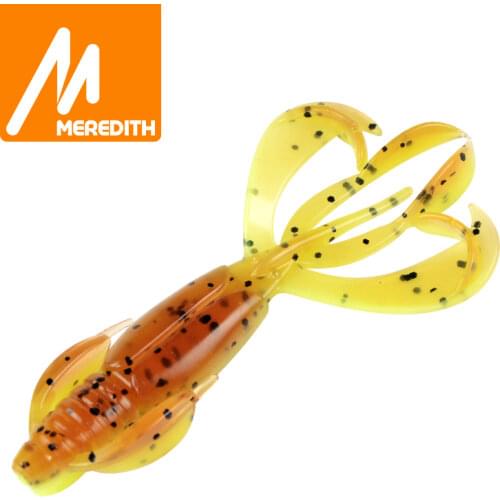 MEREDITH Fishing Lures Crazy Flapper 90mm/6.1g 10pc/Lot Craws Soft Lures Fishing Soft Bait Shrimp Bass Bait Peche Gear