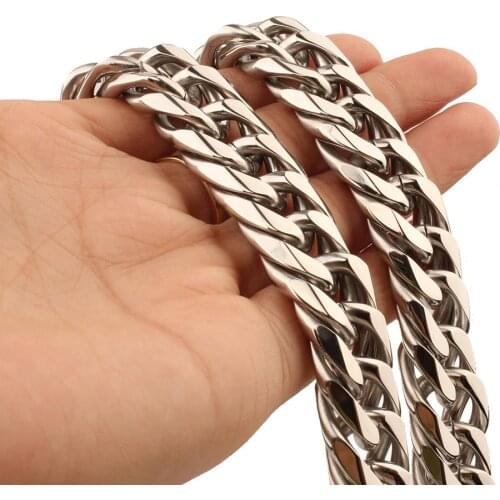Strong Heavy Mens Biker Jewelry Metal Stainless Steel Silver Color Miami Cuban Curb Chain Necklace Or Bracelet Wristband 7-11"