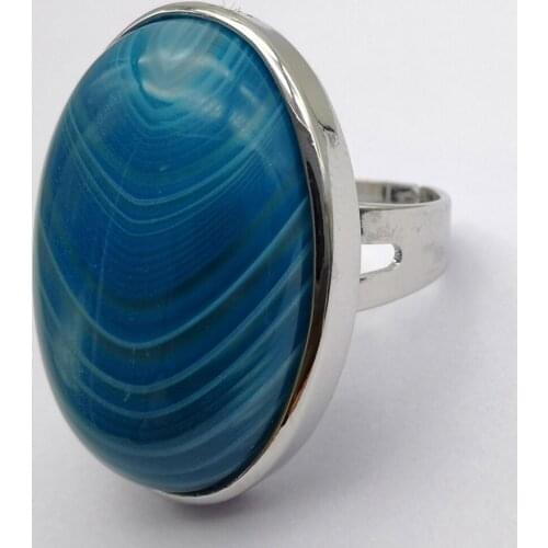 Blue Veins Carnelian Stone Oval Bead GEM Finger Ring Jewelry Size 8-9 X132