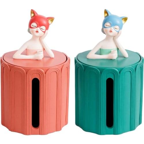 Nordic Cute Statue Tissue Box Covers Home Decor Tissues Holder Napkin Case
