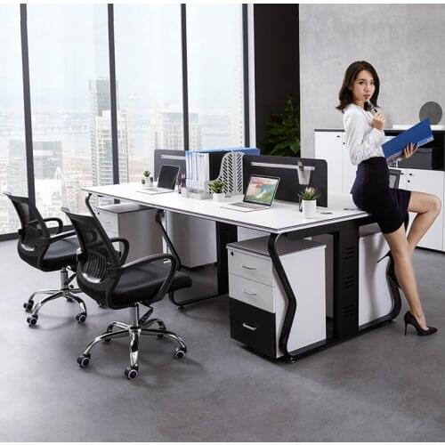 Desk simple modern four person staff desk work station desk office desk screen desk chair combination