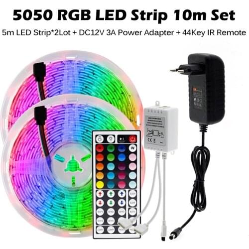 SMD5050 Led Lights RGB Led Strip 12V With 24 Key 44 Key For Room Decor Led Tape 5M 10M 15M 20M
