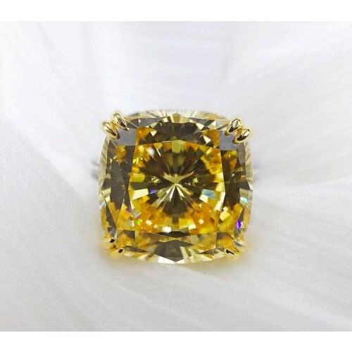 Charms 100% Genuine 925 Sterling Silver 14*14mm Citrine Gemstone Pink Silver Rings For Women Engagement Anniversary Fine Jewelry