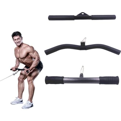 Gym Pully Cable Machine Attachments Bicep Triceps Bar Handle Grip for Crossfit Bodybuilding Muscle Strength Training Accessories