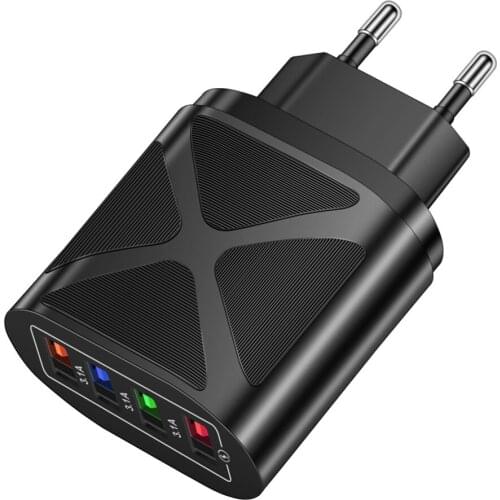 USB Charger Fast Charging Wall Travel Convenience 4 USB Charger Ports Fast Charging Wall Adapter for Mobile Phone