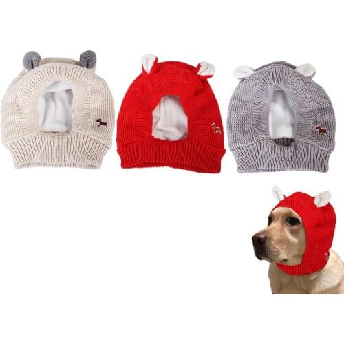 Funny Dog Hat Crocheted Dog Cap Warm Winter Funny Rabbit Ear Polyester Knitted Headgear For Medium Large Dogs Pet Supplies