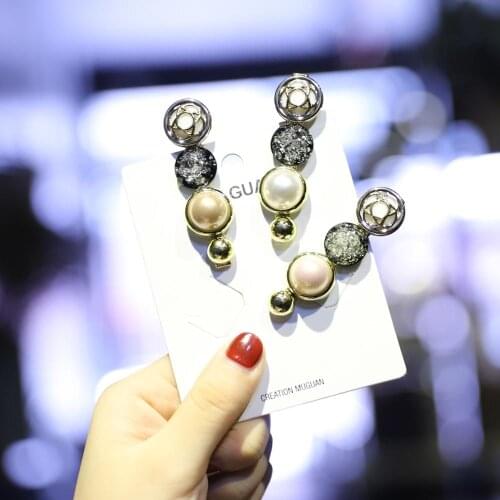 Geometric Hairclip Pearl+Metal+Crystal Patchwork Hairpin 1.8x6cm for Girl Vintage Hair Accessories