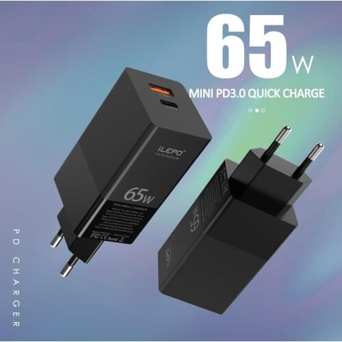 65W GaN Charger Quick Charge 4.0 3.0 Type C PD USB Charger with QC 4.0 3.0 Portable Fast Charger For iPhone Xiaomi MacBook Air