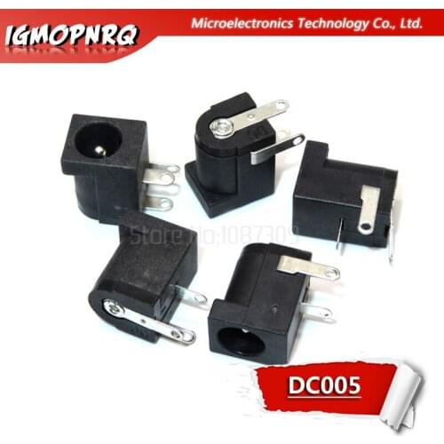 100pcs DC-005 Black and White DC Power Jack Socket Connector DC005 5.5*2.1mm 2.1 socket Round the needle