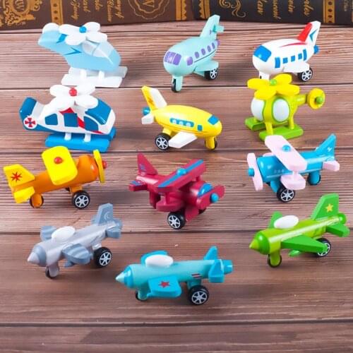 12PCS/Set Multi-pattern Airplane Model Mini Wooden Car Airplane Vehicles Toys Baby Kids Educational Toy Birthday Gifts