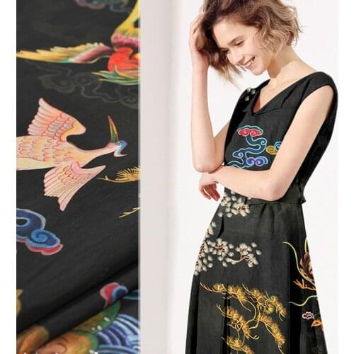 135cm wide silk linen fabric 14mm printed linen silk fabric meter digital printing natural linen fabric wholesale silk cloth