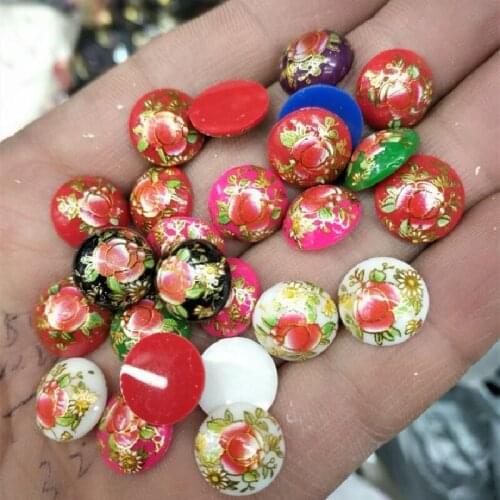 15PCS Hot Flower Beads Plastic Cabochons Round Shape Size 12MM For DIY Stick Jewelry Making Accessories NO Hole Top Fashions