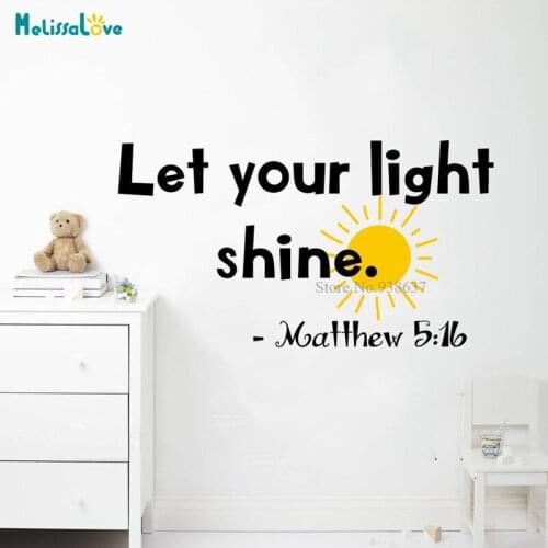 2 Colors Available Baby Room Quote Decal Let Your Light Shine Sun Playroom Nursery Mural Removable Vinyl Wall Sticker BA971