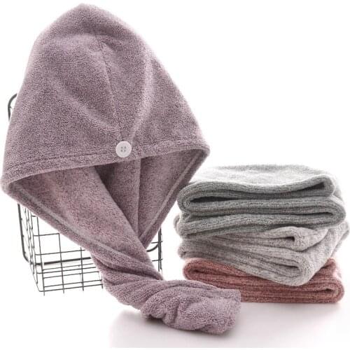 2pcs Bamboo charcoal fiber quick-drying water-absorbent womens soft hair dryer cap household headband dry hair towel